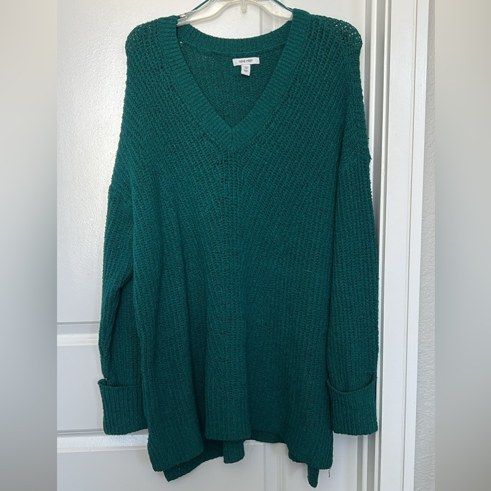 Nine West Deep Teal V-Neck Sweater